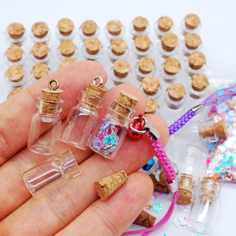 CTKcom 100pcs 0.5ml-extra Mini Tiny Clear Glass Jars Bottles with Cork Stoppers, Glass Bottles for Decoration, Arts & Crafts, Projects, Party Favors,100 Botlles + 100 Screws - Image 5